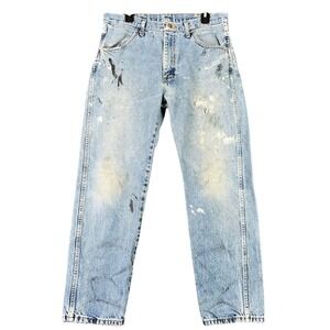 Rustler Regular Straight Leg Jeans Paint Splatter Distressed Workwear 34x30 Mens